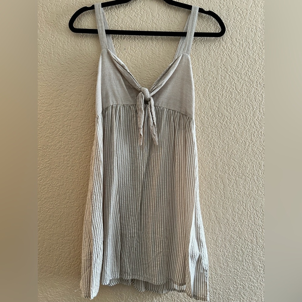 Rhythm Beige Seersucker Tie Front Dress Size S